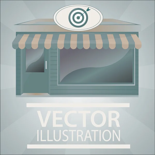Storefront illustratie over kleur achtergrond — Stockvector