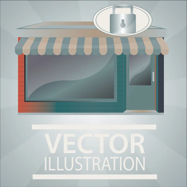 Schaufenster-Illustration über farbigem Hintergrund — Stockvektor