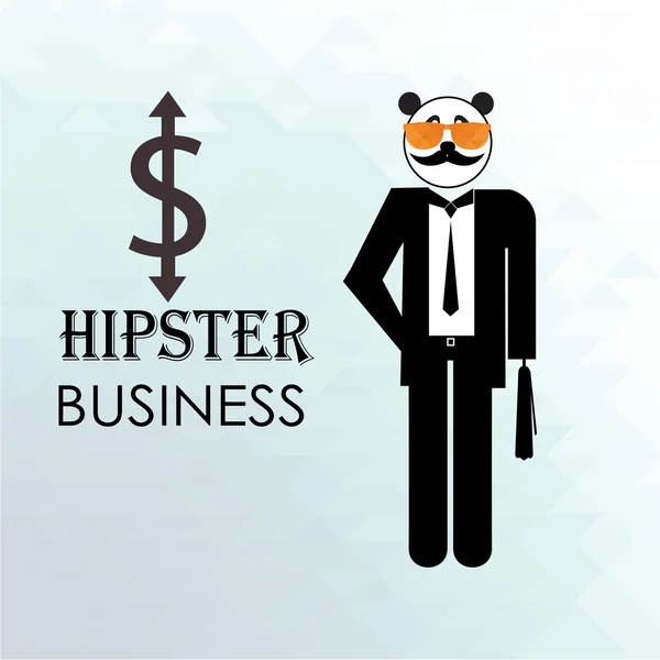 Hipster bussines ilustración sobre azul gradiente fondo — Vector de stock