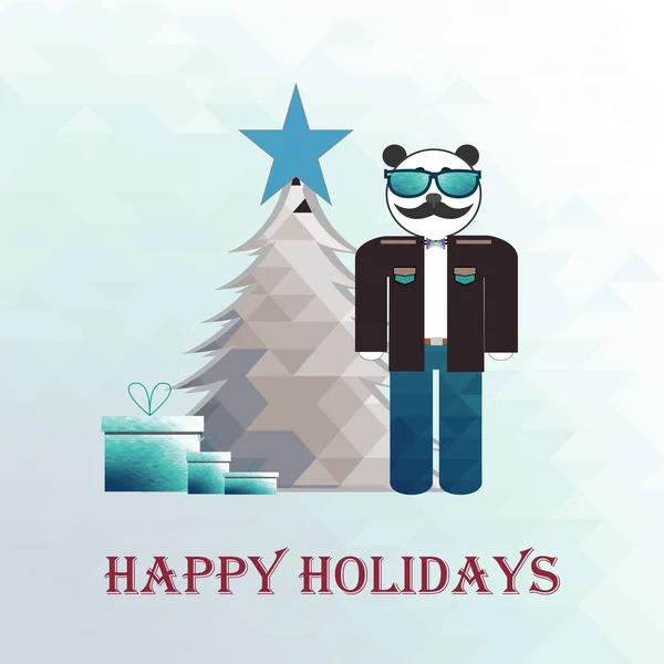 Feliz vacaciones hipster sobre azul gradiente fondo — Vector de stock