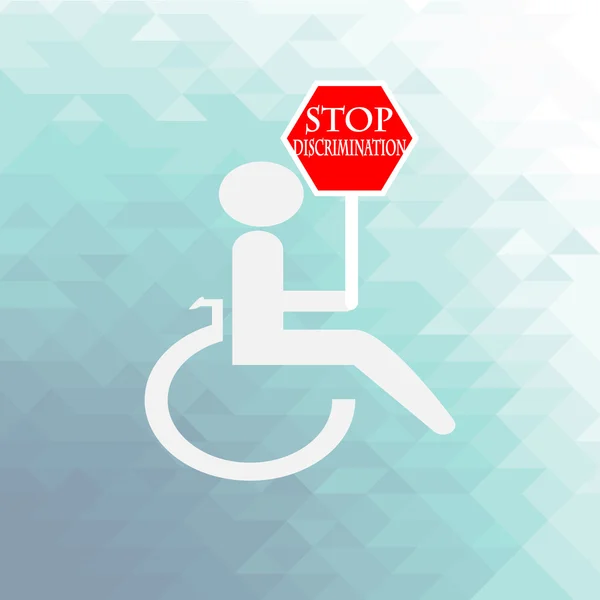 Disabled discrimination illustration over blue color background — Stock Vector