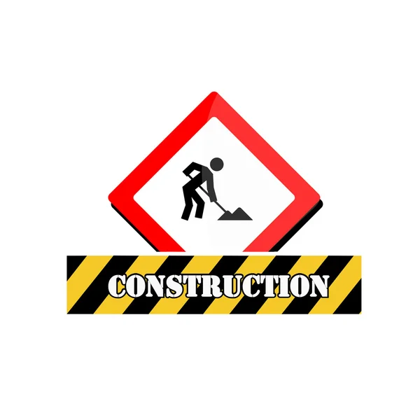 Signal en construction sur fond couleur — Image vectorielle