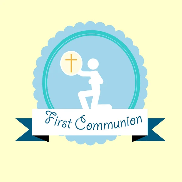 First Communion illustration over color background — Stock Vector