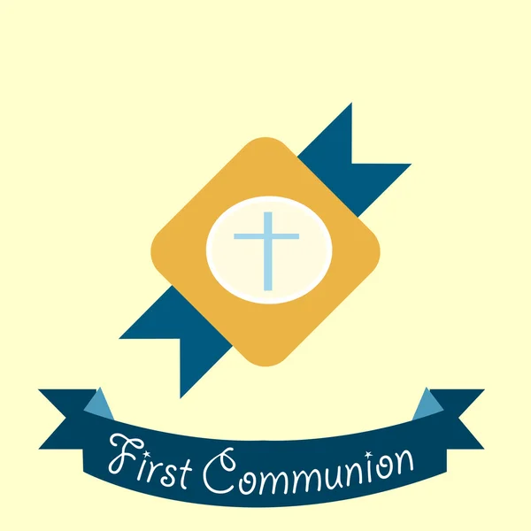 Première Communion illustration sur fond de couleur — Image vectorielle