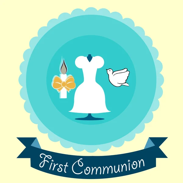 First Communion illustration over color background — Stock Vector