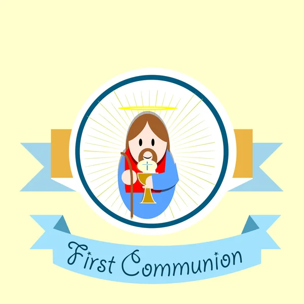 First Communion illustration over color background — Stock Vector