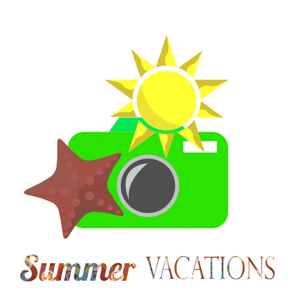 Ілюстрація літніх канікул на кольоровому фоні — стоковий вектор