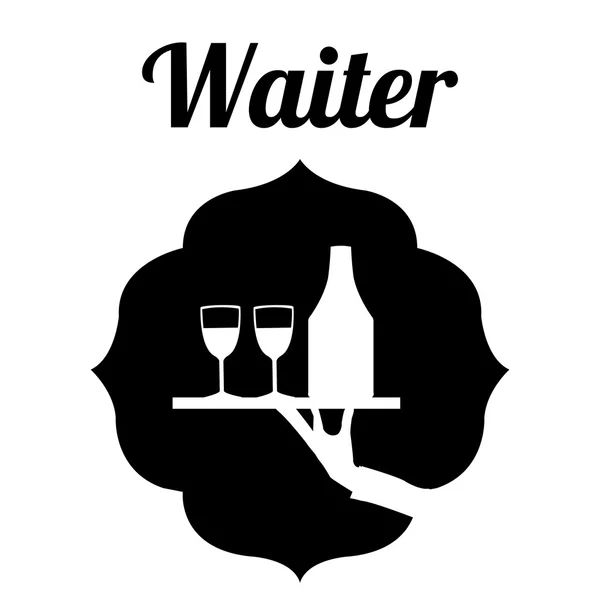 Waiter illustration over white color background — Stock Vector