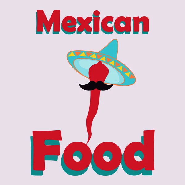 Ilustrasi makanan Meksiko dengan latar belakang warna - Stok Vektor