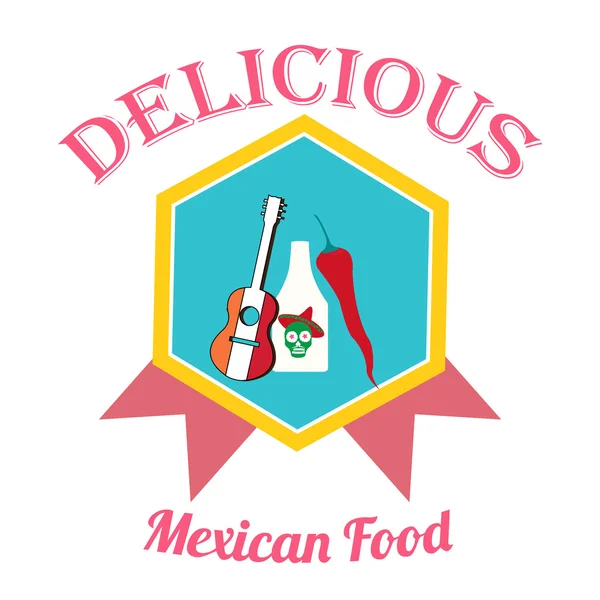 Ilustración de comida mexicana sobre fondo de color — Vector de stock