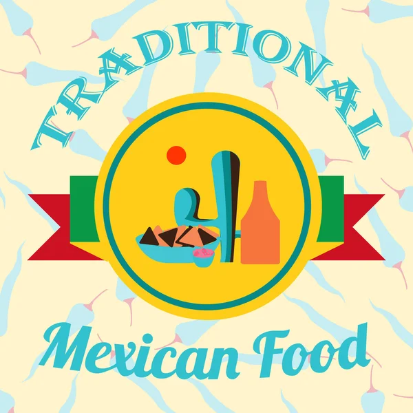 Mexicaans eten illustratie over kleur achtergrond — Stockvector