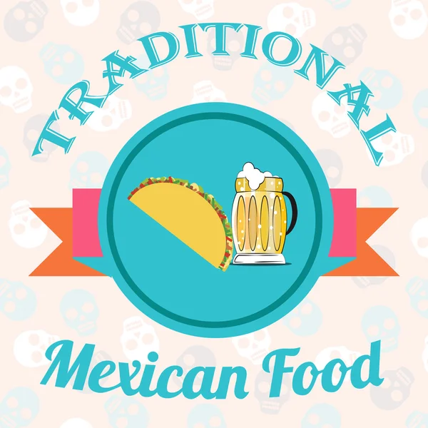 Mexicaans eten illustratie over kleur achtergrond — Stockvector