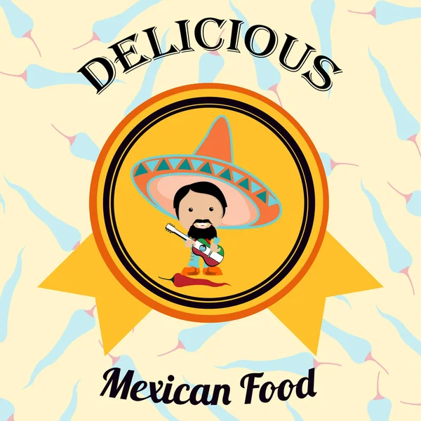 Mexicaans eten illustratie over kleur achtergrond — Stockvector
