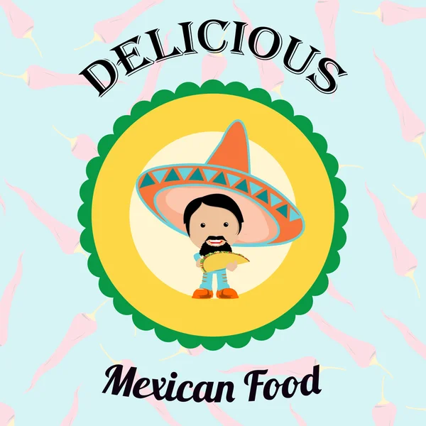 Mexicaans eten illustratie over kleur achtergrond — Stockvector