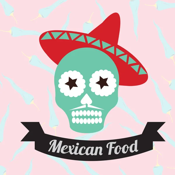 Mexicaans eten illustratie over kleur achtergrond — Stockvector