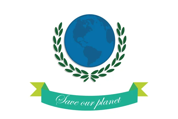Sauver la planète sur fond de couleur verte — Image vectorielle