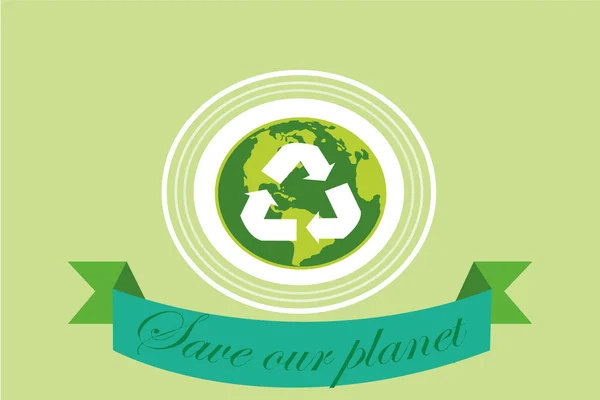 Salvare il pianeta su sfondo di colore verde — Vettoriale Stock