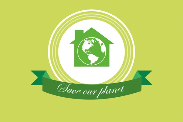 Salvar el planeta sobre fondo de color verde — Vector de stock