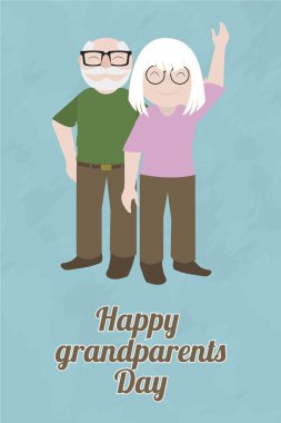 Büyükanne ve büyükbaba gülümseyen illüstrasyon mavi backgr üzerinde