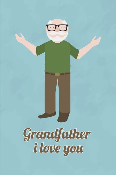 Grandfather illustration over blue color background — Stock Vector