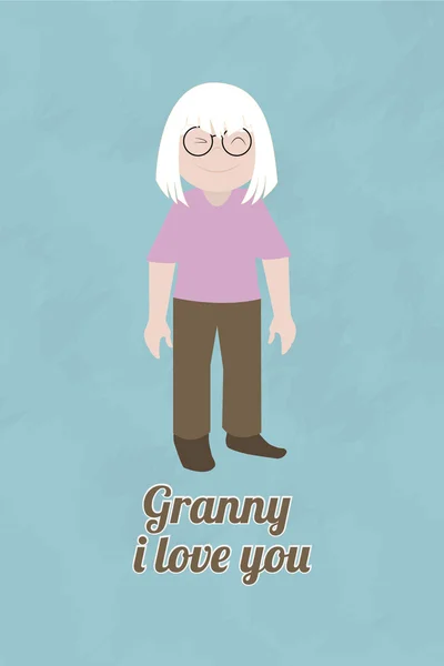 Ble 色背景の上の祖母の図 — ストックベクタ