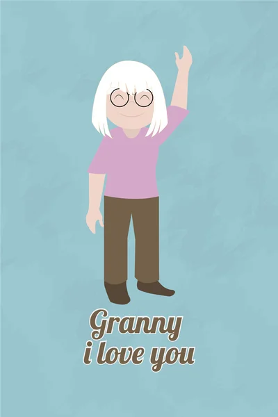 Großmutter Illustration über ble Farbhintergrund — Stockvektor
