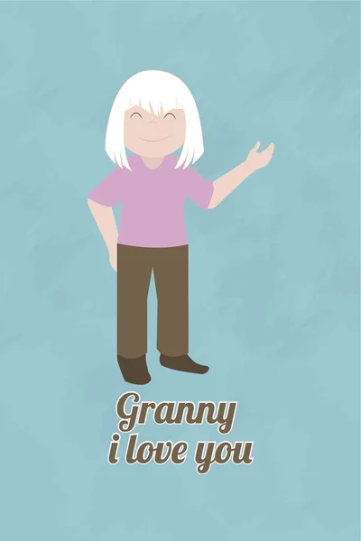Εικονογράφηση γιαγιά πάνω από το μπλε χρώμα φόντου — Διανυσματικό Αρχείο