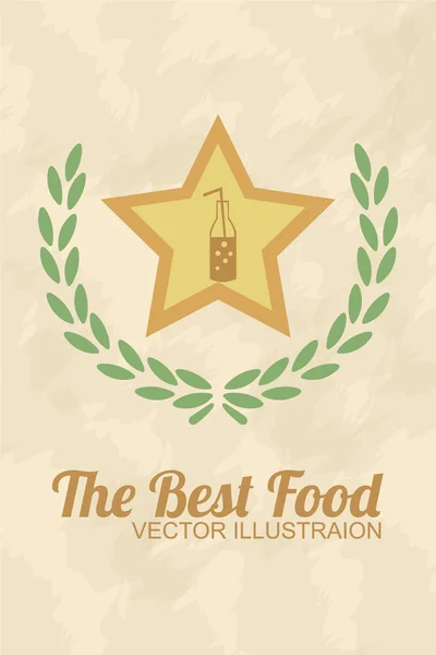在黄色背景的最佳食品奖邮票 — 图库矢量图片
