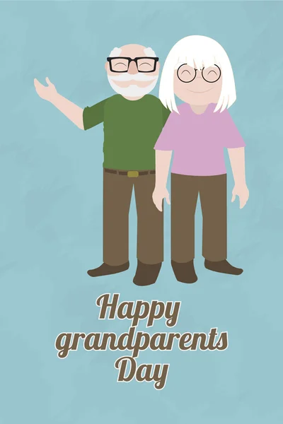 Babička a dědeček s úsměvem, ilustrace na modrém pozadí — Stockový vektor