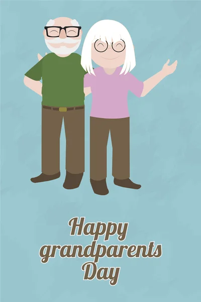 Babička a dědeček s úsměvem, ilustrace na modré pozadí — Stockový vektor