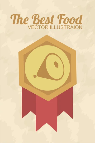 Mejor sello de premio de comida sobre fondo de color amarillo — Vector de stock