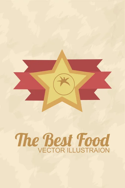 Mejor sello de premio de comida sobre fondo de color amarillo — Vector de stock