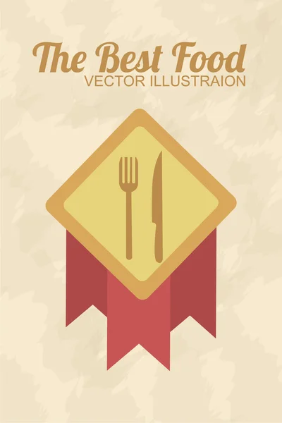 Mejor sello de premio de comida sobre fondo de color amarillo — Vector de stock