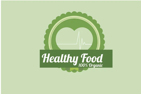 Hälsosam mat illustration över grön färgbakgrund — Stock vektor