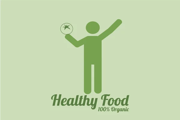 Ilustración de alimentos saludables sobre fondo de color verde — Vector de stock