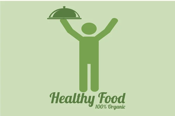 Иллюстрация здоровой пищи на зеленом фоне — стоковый вектор