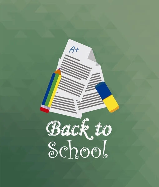 Back to school illustration over green color background — Stock Vector