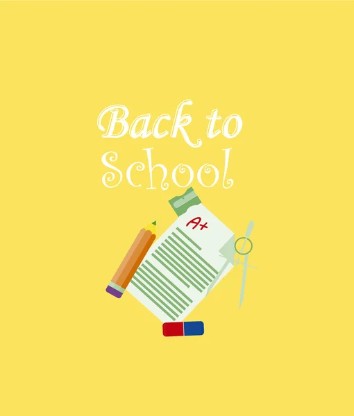 Back to school illustration over yellow color background — Stock Vector