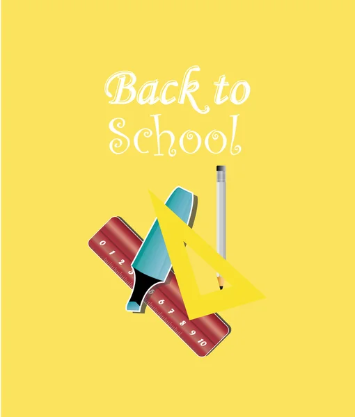 Back to school illustration over yellow color background — Stock Vector