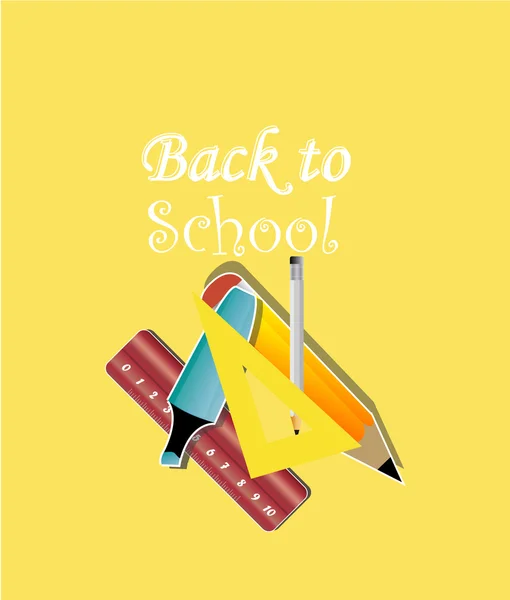 Back to school illustration over yellow color background — Stock Vector
