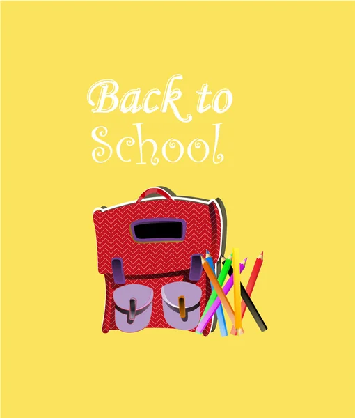 Volver a la escuela ilustración sobre fondo de color amarillo — Vector de stock