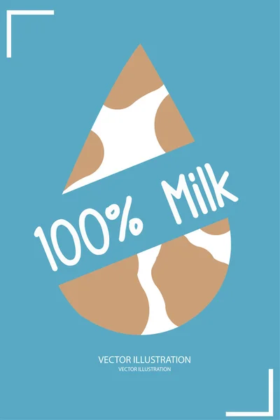 ब्लू कलर पृष्ठभूमि पर दूध ड्रॉप इलस्ट्रेशन — स्टॉक वेक्टर