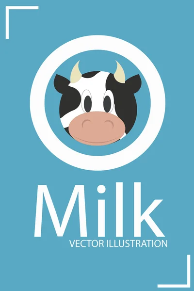Молоко, головной коровы иллюстрация на голубом фоне — стоковый вектор