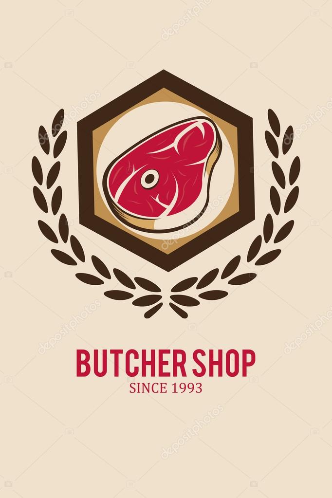 Meat stamp illustration over  color background