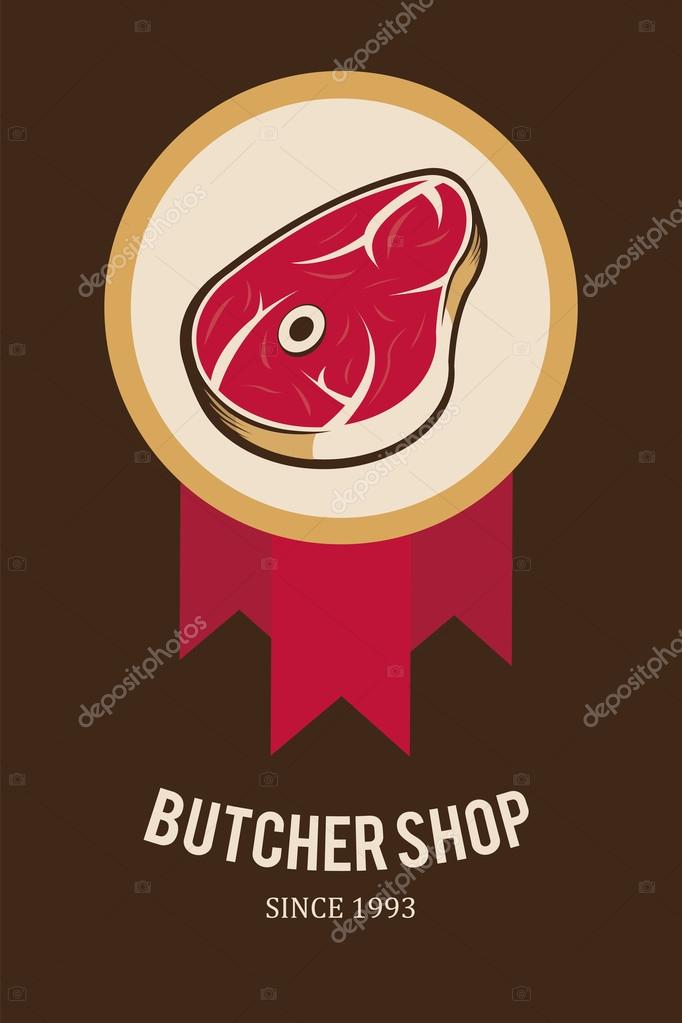 Meat stamp illustration over brown color background