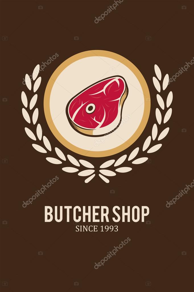 Meat stamp illustration over brown color background