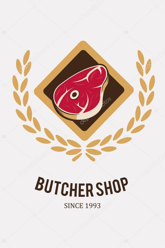 Meat stamp, diamond illustration over white color background