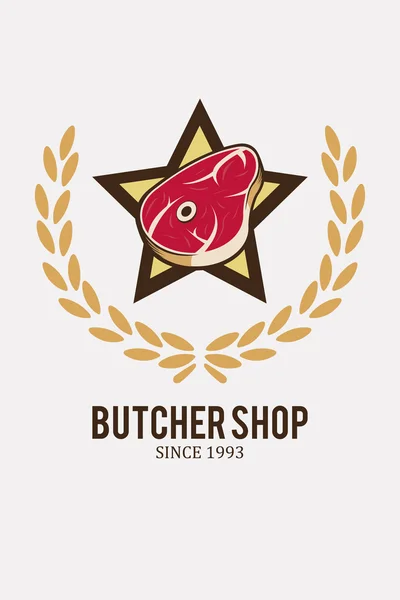 Carimbo de carne, ilustração estrela sobre fundo de cor branca —  Vetores de Stock