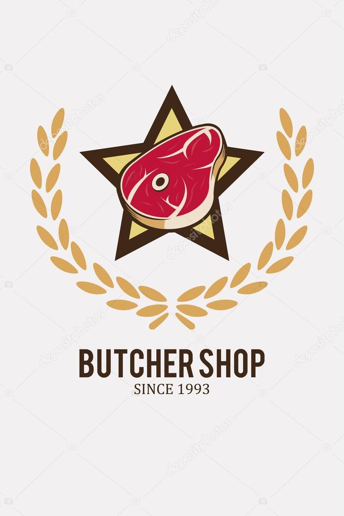 Meat stamp, star illustration over white color background
