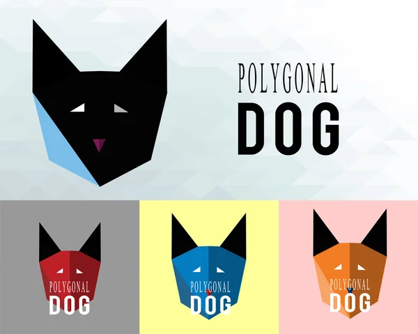 Poligonal dog illustration over color background — Stock Vector